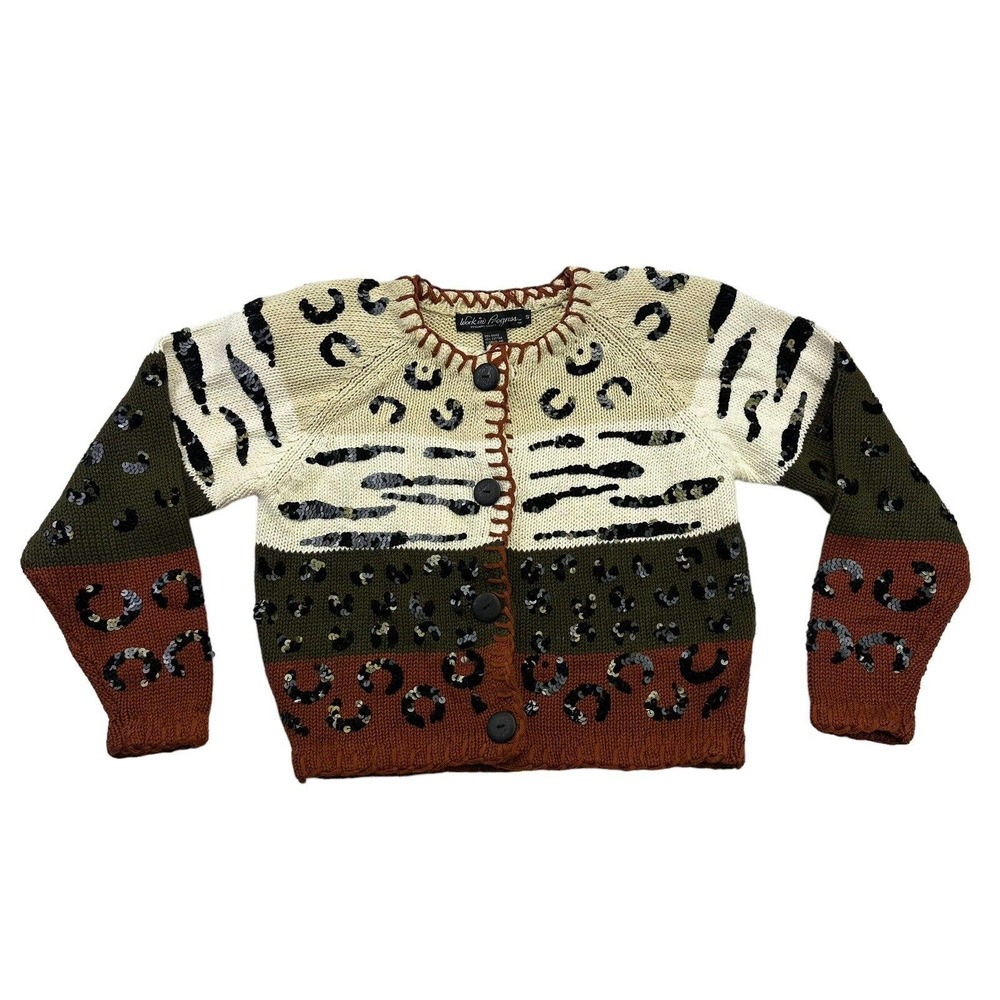Vintage Cardigan Womens Small S Work In Progress Gladys Bagley Sequins Button Up